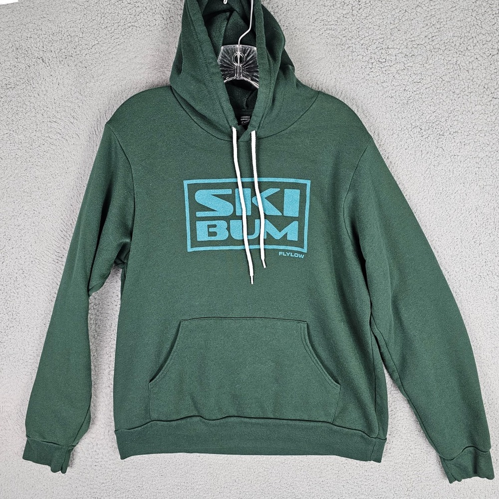 FlyLow Ski Bum Hoodie Men Large Graphic Logo Fleece Lined Long Sleeve Drawstring